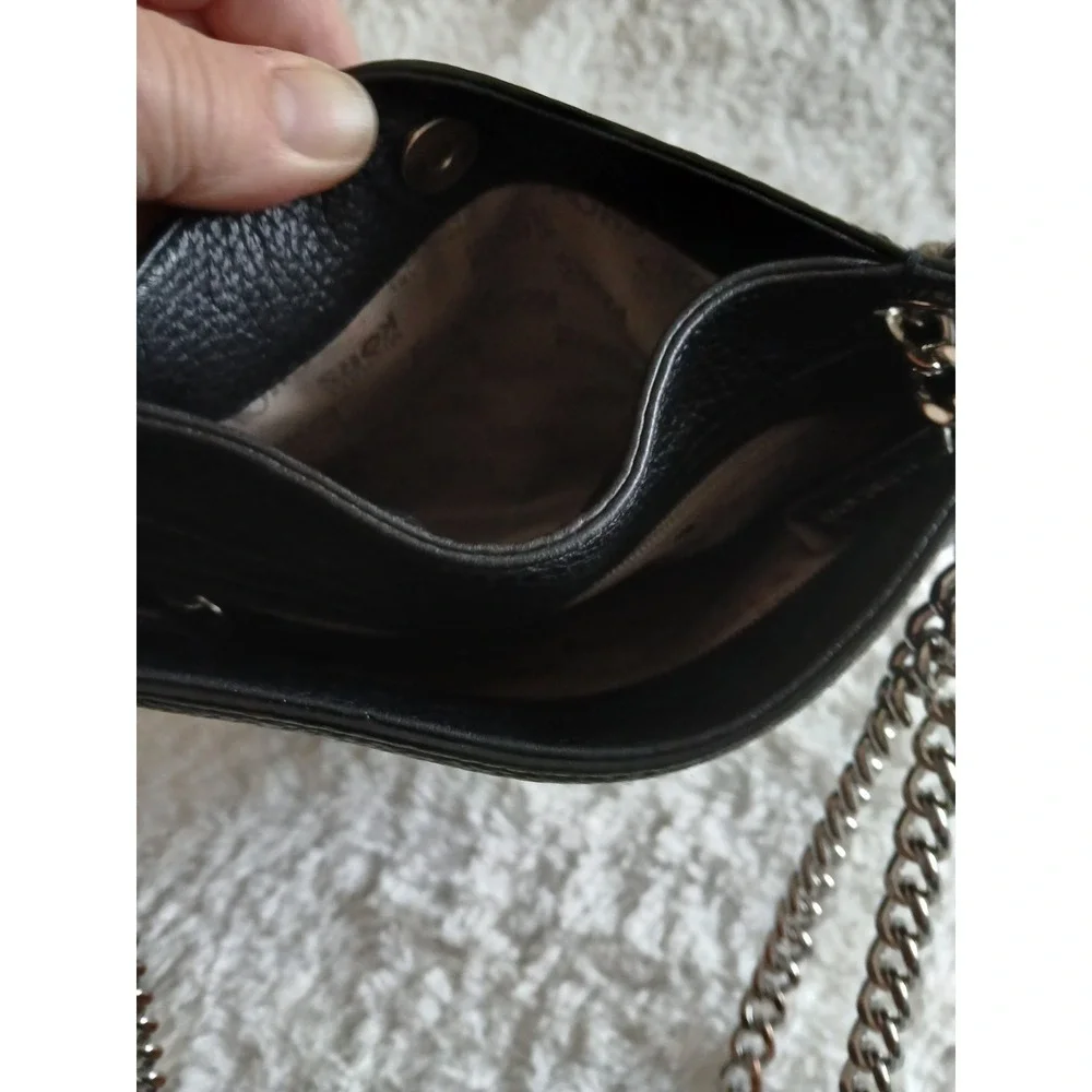 Michael Kors Small Black Whipped Chelsea Leather Messenger Bag Tassel Logo